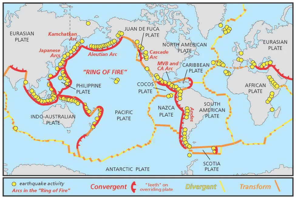 全球火山分布地图 - 无限臀山 板块构造与火山带